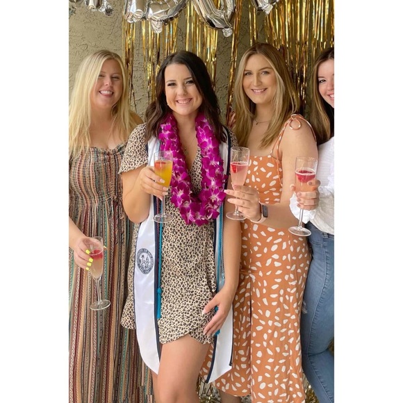 NWOT Lulus Party in Paris Light Orange Print Tie-Strap Midi Dress Large - Picture 9 of 10